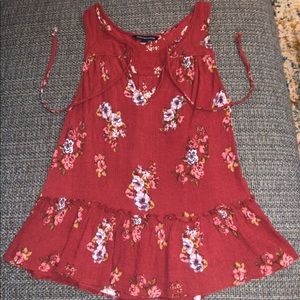 Red Floral Sleeveless Blouse